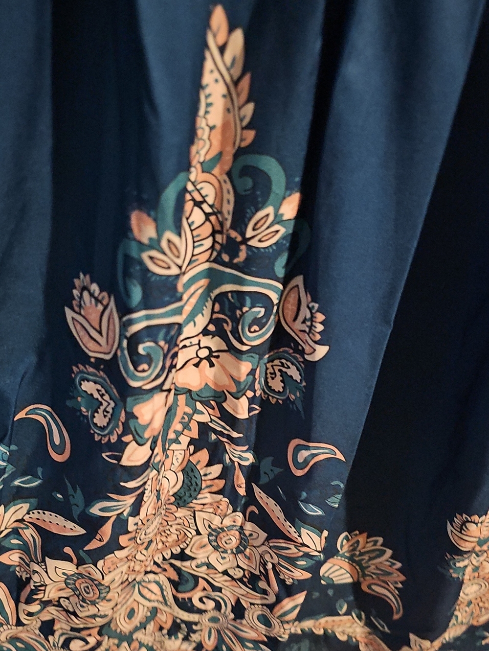 BloomChic Teal-Blue Embroidered V-Neck Lined Dress With Pockets - Picture 2 of 5